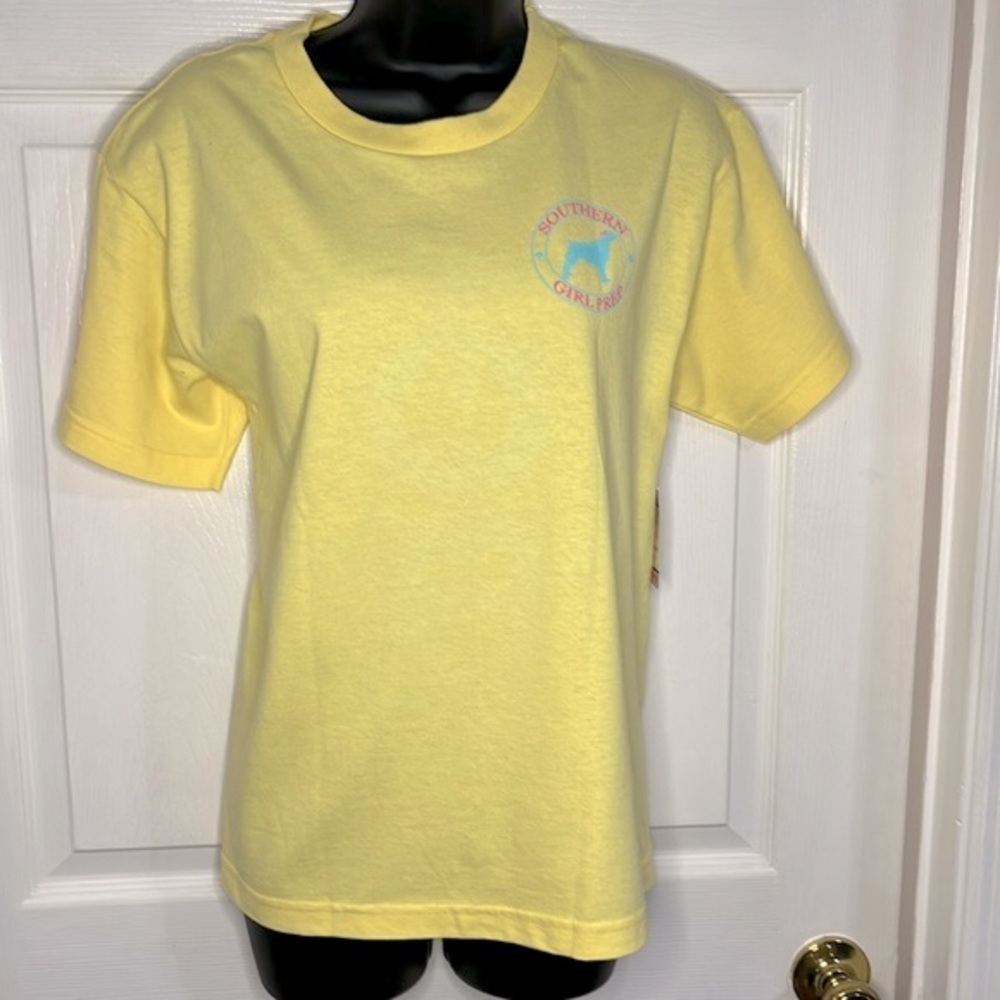 Southern Girl Prep yellow, short sleeved tee, size youth large, NWT.
